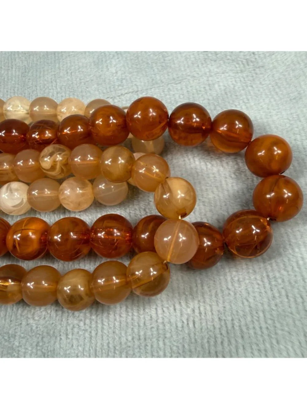 Orange Color Shades Beaded Multi-Layer Necklace Lobster Clasp Closure Vintage